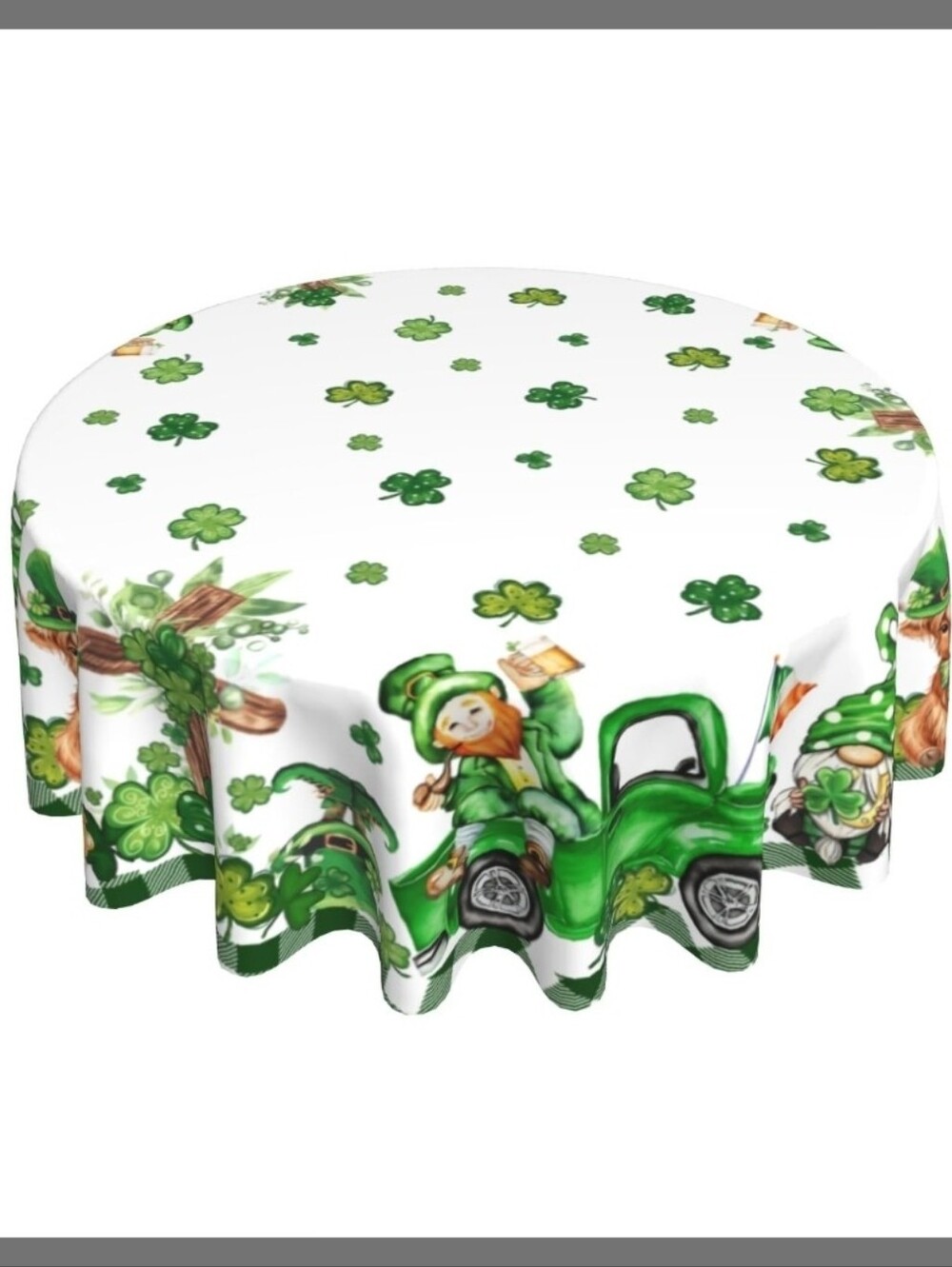 St. Patrick's Day Shamrock Tablecloth - Green 60 Inch Washable